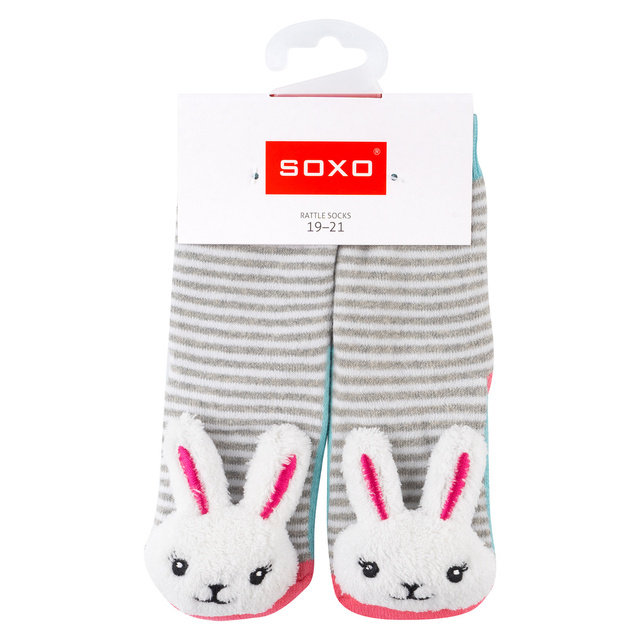 Sada 2x Barevné kojenecké ponožky SOXO s chrastítkem