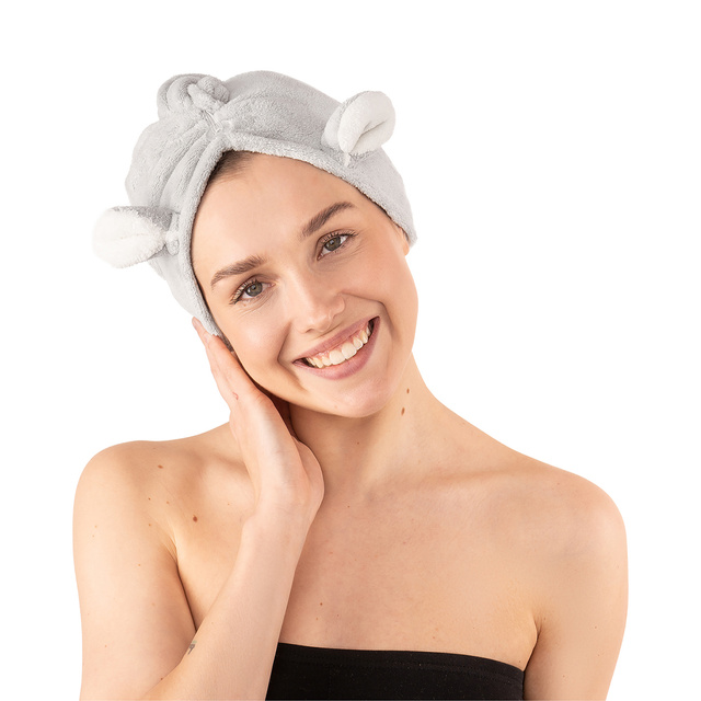 Koupleový turban MOMO WAY šedý medvídek ručník