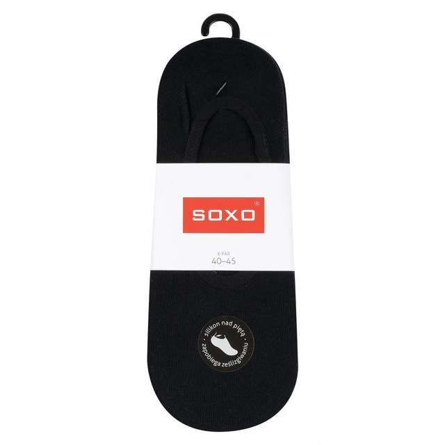 Sada 6x SOXO černé pánské bavlněné ponožky se silikonem