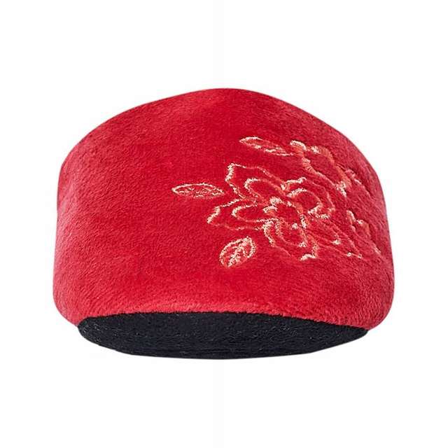 OUTLET Červené dámské pantofle SOXO s výšivkou a tvrdou podrážkou