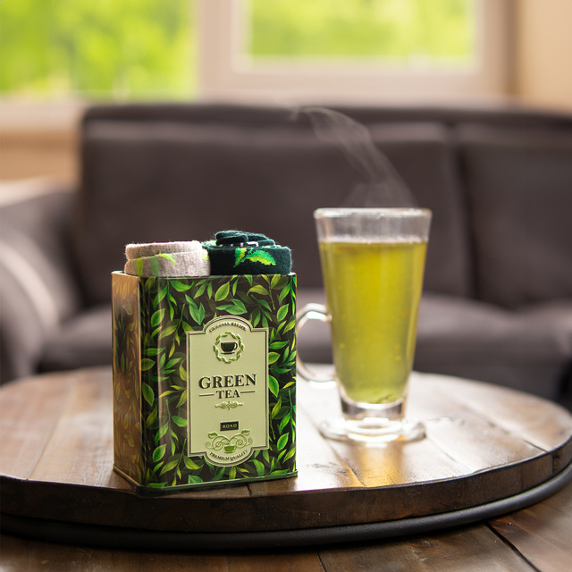 Dámské ponožky SOXO zelený čaj v plechovce - 2 páry