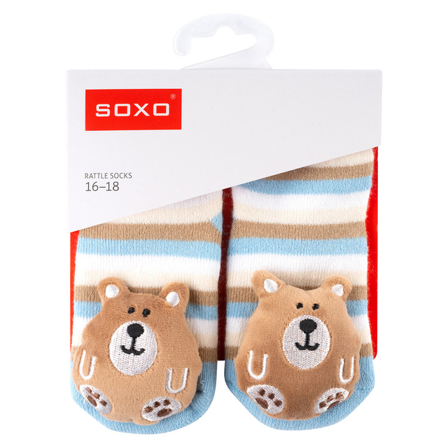 Sada 3x Barevné kojenecké ponožky SOXO s chrastítkem