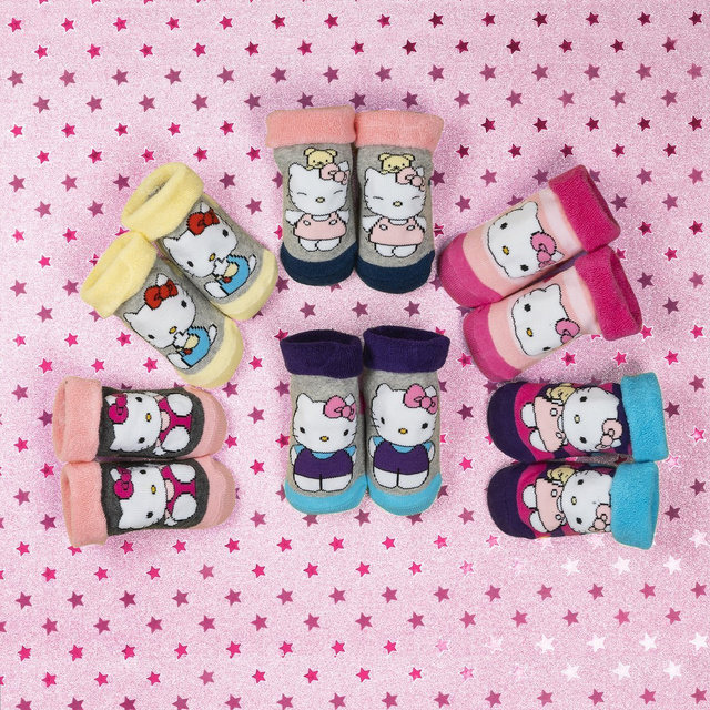 Žluté kojenecké ponožky SOXO Hello Kitty s ABS