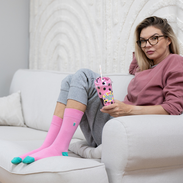 Pánské dámské ponožky Soxo růžové Bubble Tea - 2 páry