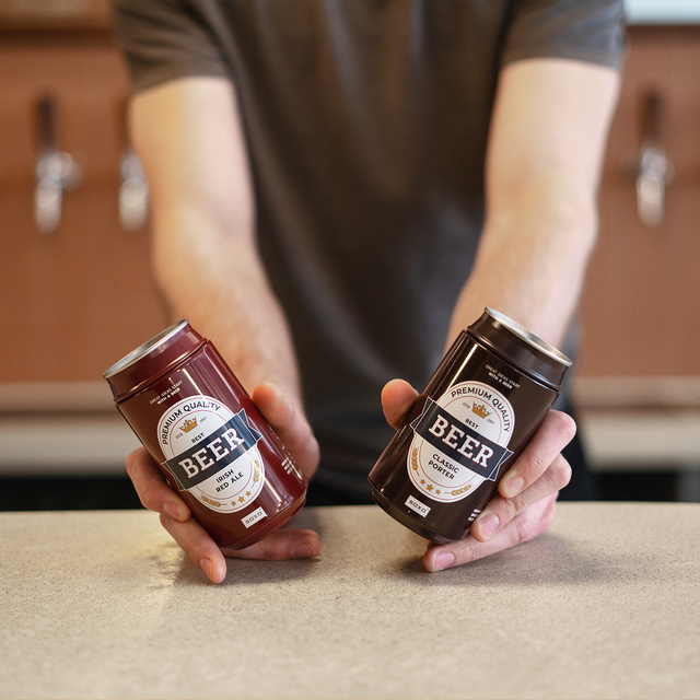 Pánské barevné ponožky SOXO GOOD STUFF, pivo v plechovce classic porter, dárek pro přítele, hnědé