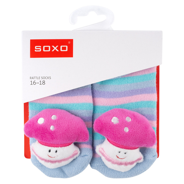 Sada 3x Barevné kojenecké ponožky SOXO s chrastítkem