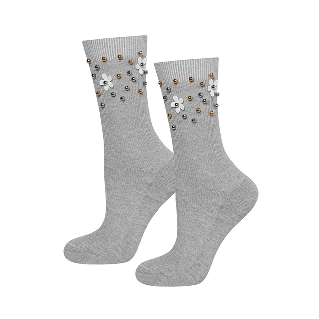 Šedé dámské ponožky SOXO s perličkami