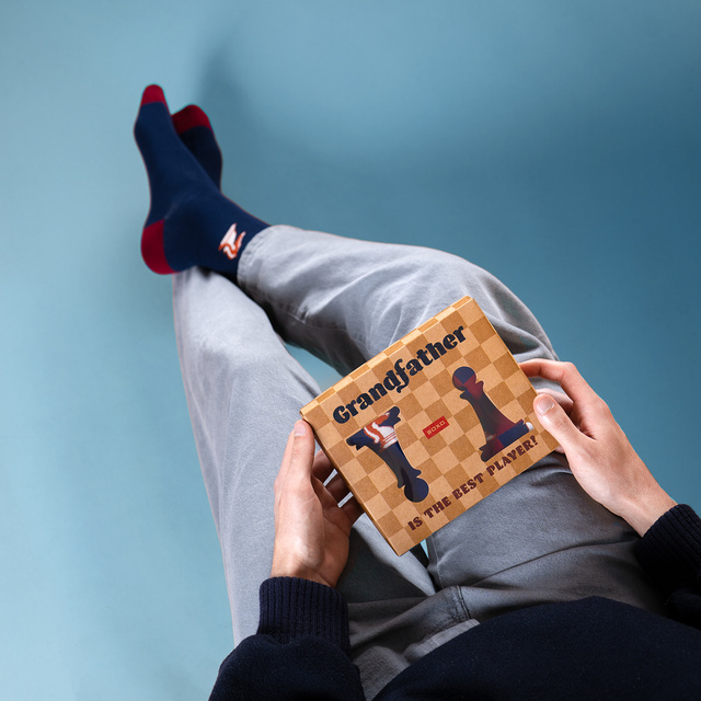 Pánské ponožky SOXO šachy pro dědečka – 2 páry