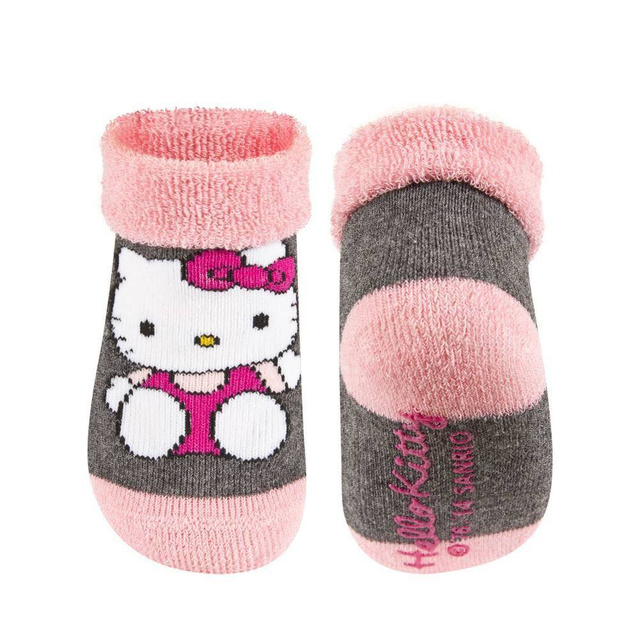 Růžovo-šedé kojenecké ponožky SOXO Hello Kitty s ABS