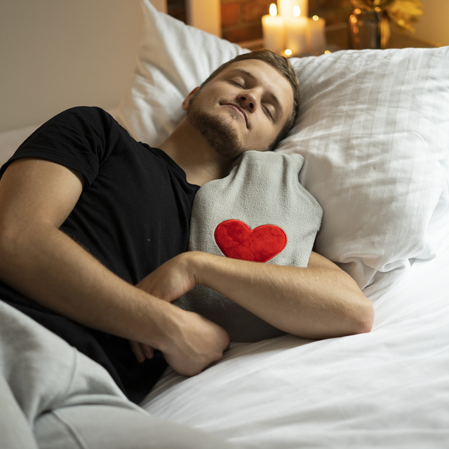 Termofor šedý SOXO ohřívač dárek se srdcem na VALENTÝNA velký 1,8L