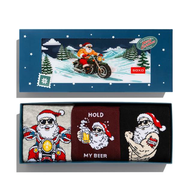 Ponožky Zlobivý Santa Motorkář 3-pack