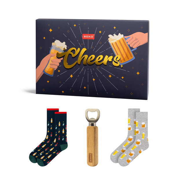 Sada pánských ponožek SOXO Cheers – 2 páry a otvírák