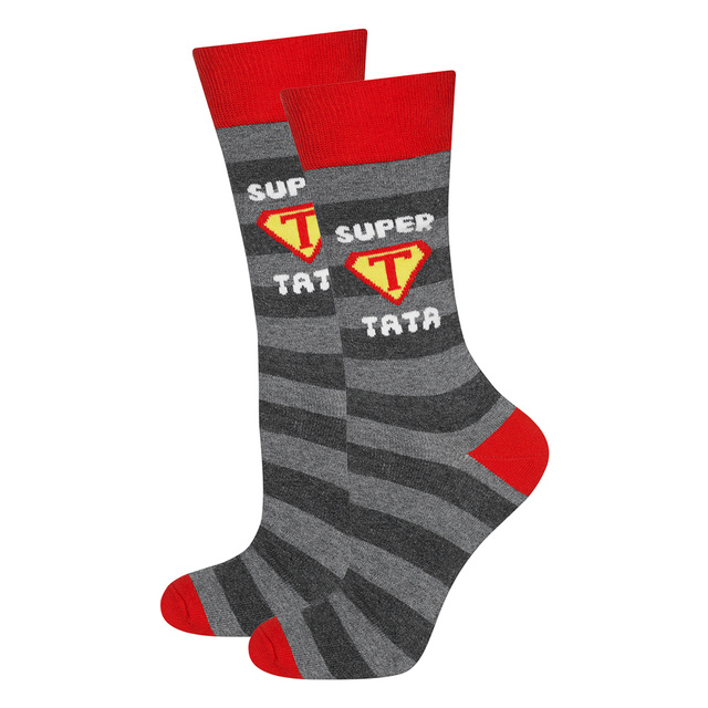 Dárek pro tátu: 1x Barevné pivní pánské ponožky SOXO a 1x pánské ponožky s nápisem "Super táta" a 1x pánské ponožky Superman