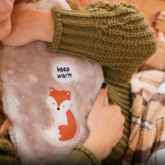 Termofor šedý VELKÝ 1,8l SOXO ohřívač v plyšovém obalu keep warm tip na dárek