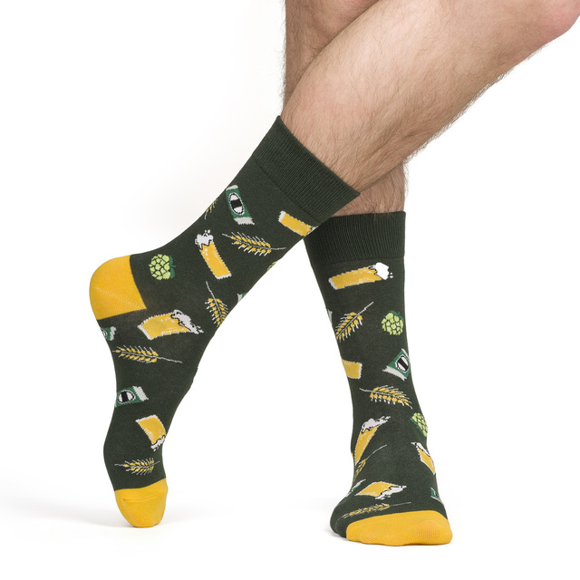 Pánské barevné ponožky SOXO GOOD STUFF, světlý ležák v plechovce dárek pro přítele, zelené