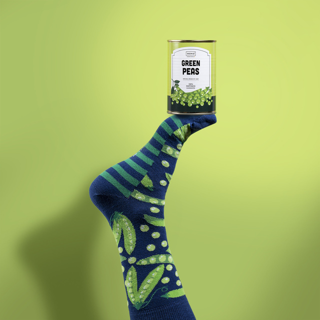 Barevné pánské ponožky SOXO GOOD STUFF, bavlna, hrášek v plechovce