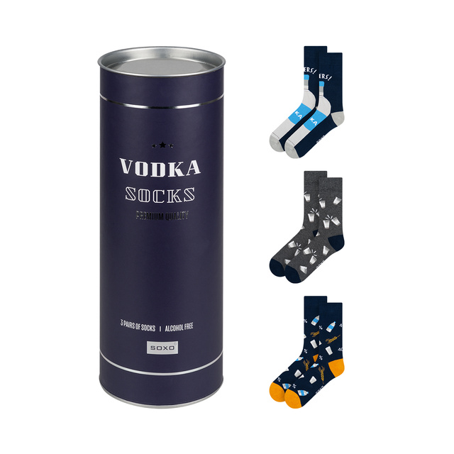 Sada 3x Barevné pánské ponožky SOXO GOOD STUFF Vodka jako dárek
