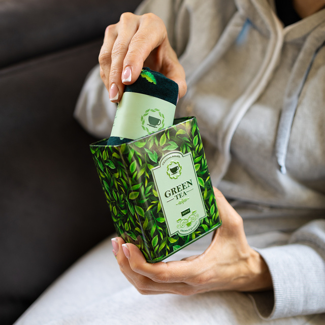 Dámské ponožky SOXO zelený čaj v plechovce - 2 páry