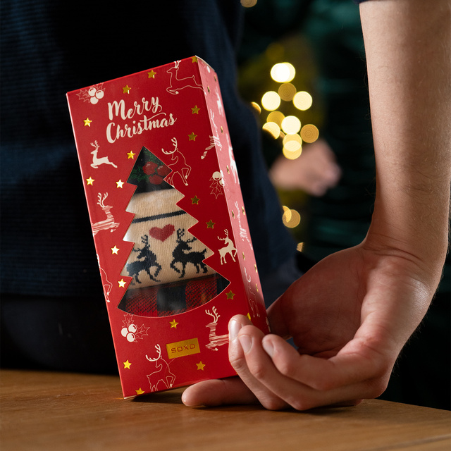 Dámské ponožky SOXO Vánoční vzory v balení - 3 páry