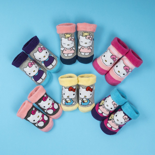 Fialovo-modré kojenecké ponožky SOXO Hello Kitty s ABS