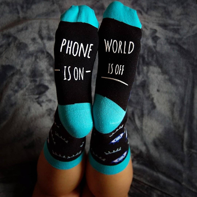Dámské ponožky SOXO s nápisy Phone is on