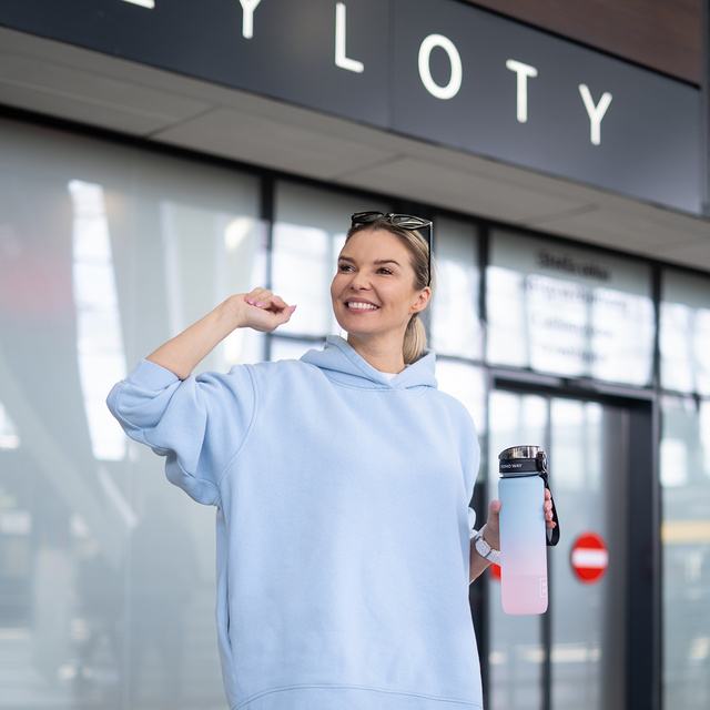 MOMO WAY láhev na vodu modrá a růžová | ideální na cesty | Bez BPA | Tritan