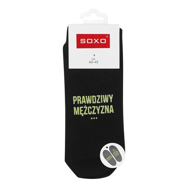 SOXO dlouhé černé pánské ponožky s vtipnými bavlněnými nápisy