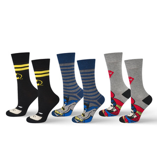 Sada 3x Barevné pánské ponožky SOXO GOOD STUFF Batman a Superman DC Comics