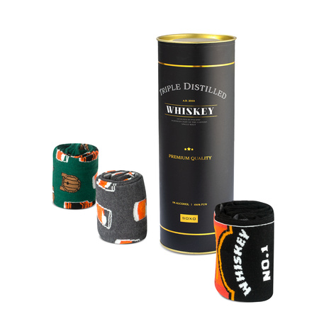 Barevné pánské ponožky SOXO Whisky v tubě - 3 páry