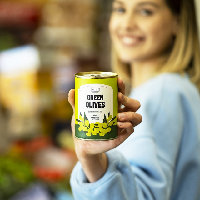 Barevné dámské ponožky SOXO olivy v plechovce