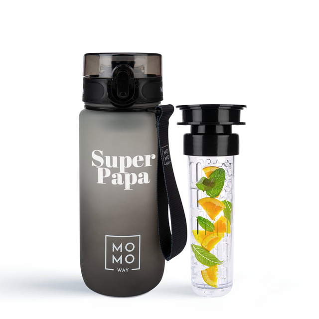 Láhev na vodu Super Papa 600 ml černá | Bez BPA | Tritan