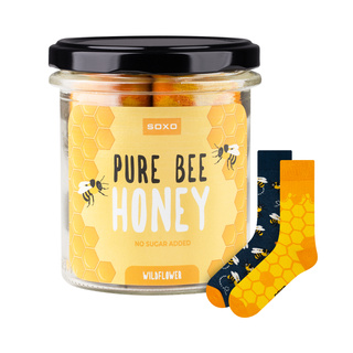 Barevné pánské ponožky SOXO GOOD STUFF Pure bee Honey ve sklenici vtipné bavlněné
