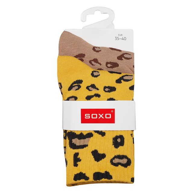 Barevné dámské ponožky SOXO s leopardím potiskem - 2 páry