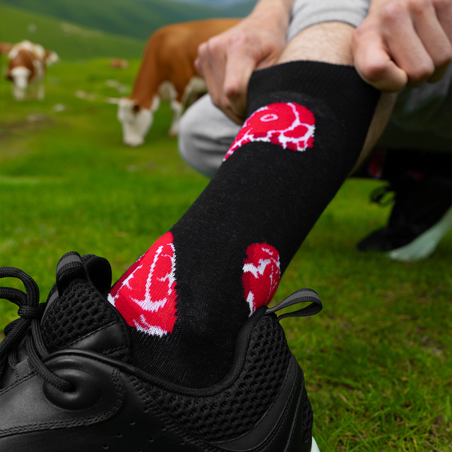 Sada ponožek na steak a hamburger v krabičce