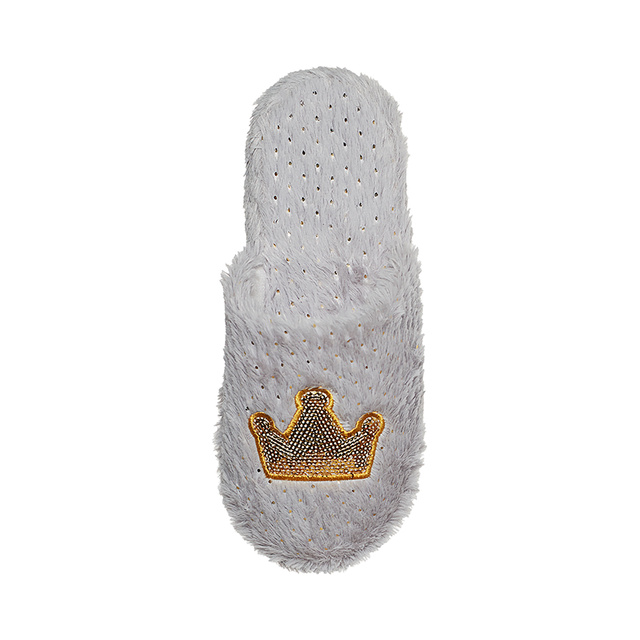 Šedé dámské pantofle SOXO nadýchané s tvrdou TPR podrážkou | koruna