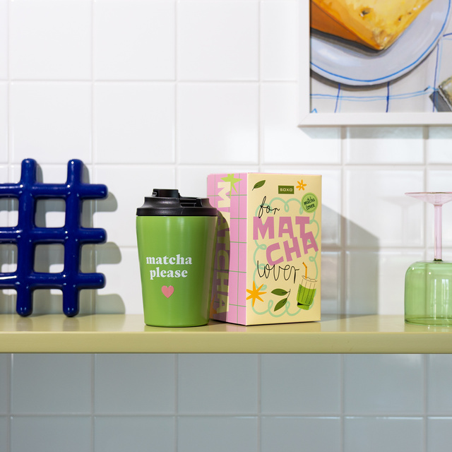 Dárková sada Ponožky Matcha + Termohrnek