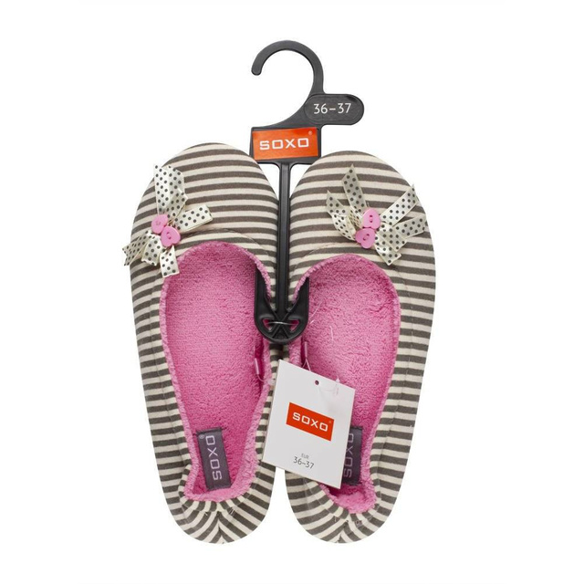 OUTLET Barevné dámské balerínové pantofle SOXO s mašlí a knoflíky