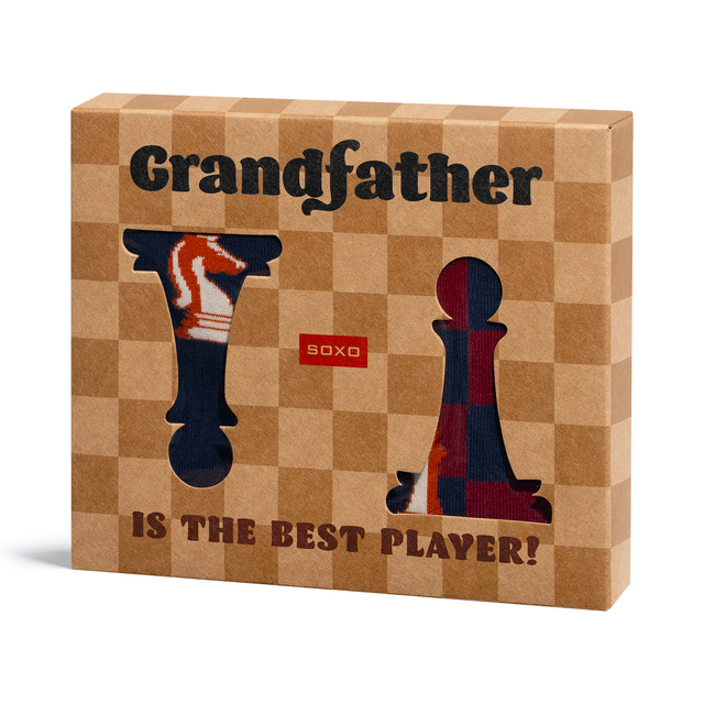 Pánské ponožky SOXO šachy pro dědečka – 2 páry