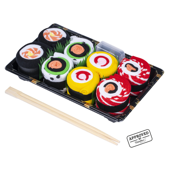 Sada 4x SOXO sushi dámských a pánských barevných ponožek v krabičce