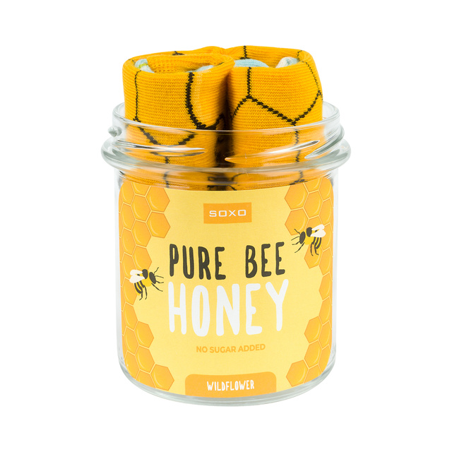 Barevné dámské ponožky SOXO čistý včelí med ve sklenici