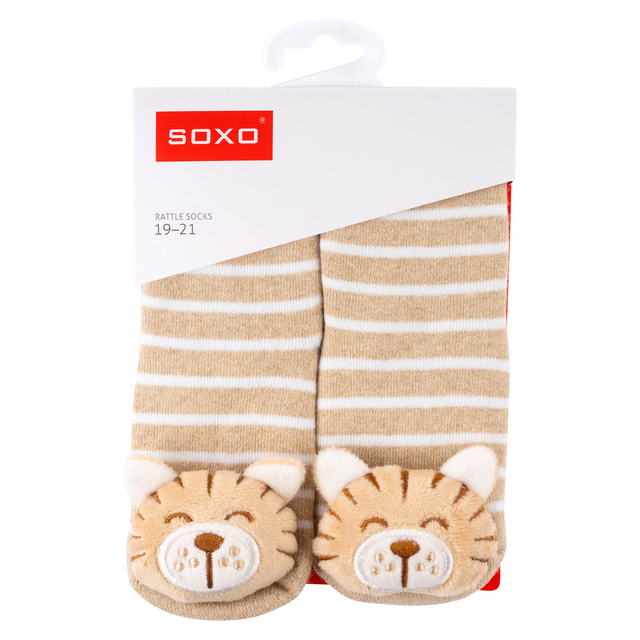 Sada 3x Barevné kojenecké ponožky SOXO s chrastítkem
