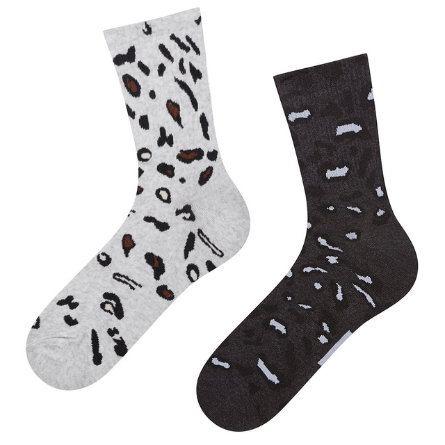 Klasické dámské ponožky SOXO s leopardím potiskem - 2 páry