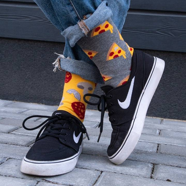 Sada 5x Barevné dámské ponožky SOXO nepasující do páru Pizza