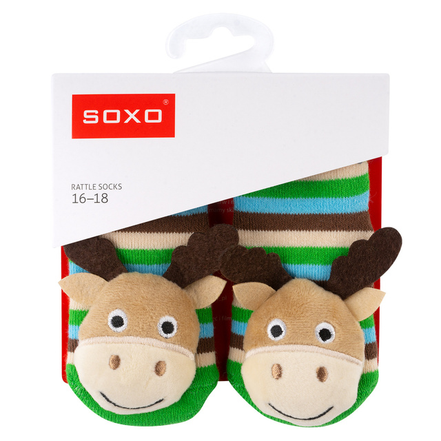 Sada 3x Barevné kojenecké ponožky SOXO s chrastítkem