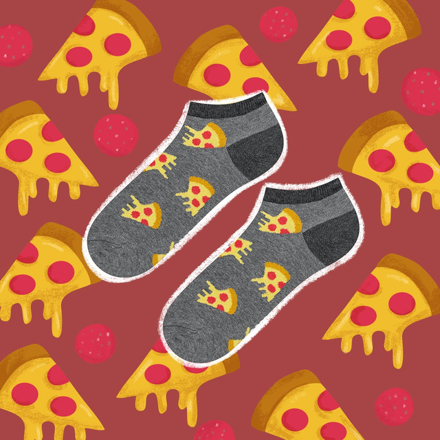 Sada 3x Barevné pánské kotníčkové ponožky SOXO GOOD STUFF bavlněné pizza | Fast Food