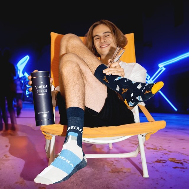 Sada 3x Barevné pánské ponožky SOXO GOOD STUFF Vodka jako dárek