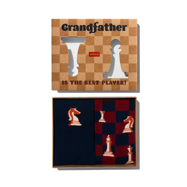 Pánské ponožky SOXO šachy pro dědečka – 2 páry