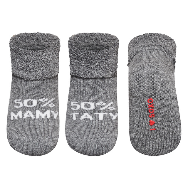 Šedé kojenecké ponožky SOXO s nápisy