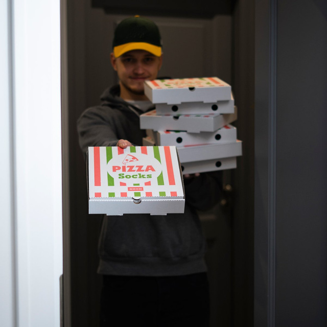 Sada 4x pánských ponožek SOXO GOOD STUFF v krabičce pizza | perfektní sada pro dárek