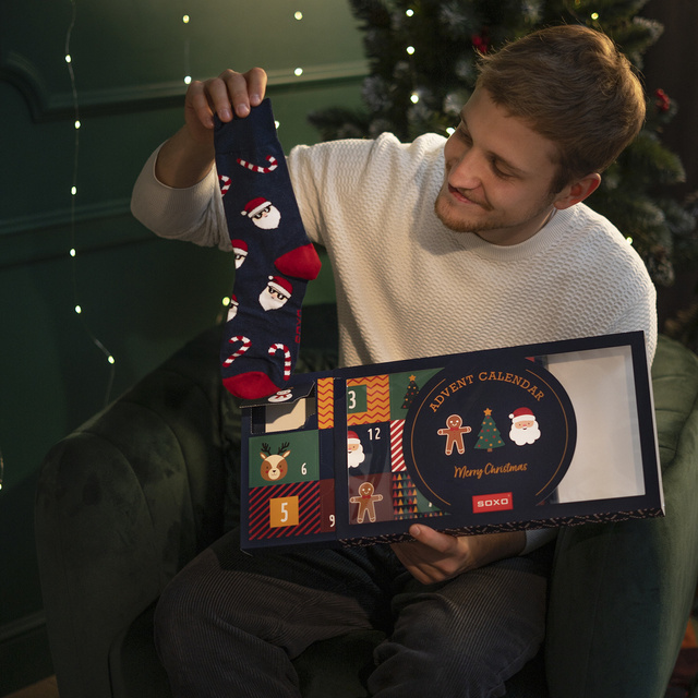 Adventní kalendář | Vánoční dárek | Mikuláše | pro něj | Sada 6x SOXO GOOD STUFF barevných pánských ponožek